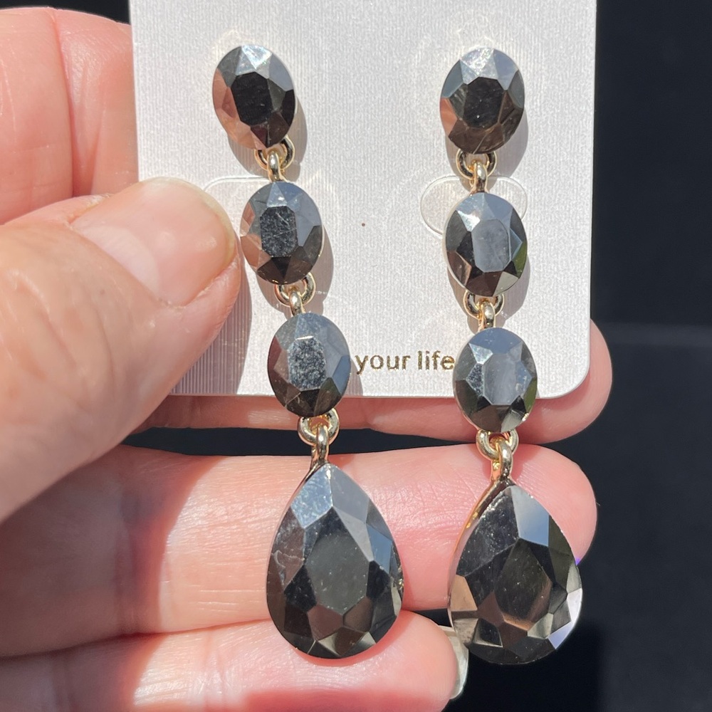 Gunmetal in color earrings